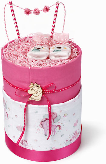 Linen Cakes 2 Tier Diaper Cake Unicorn 28x40