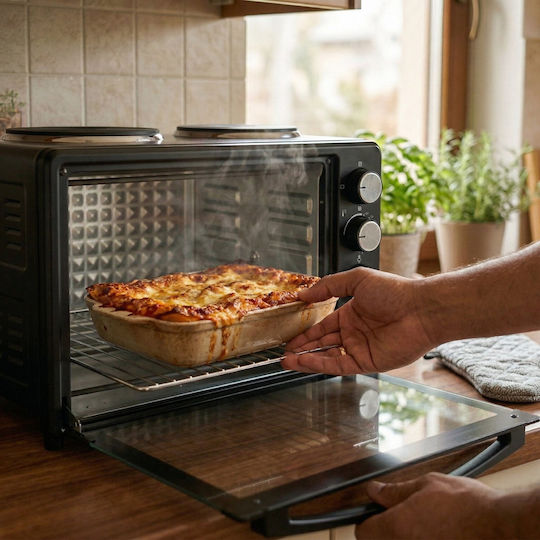 HomeVero Electric Countertop Oven 28lt with 2 Burners