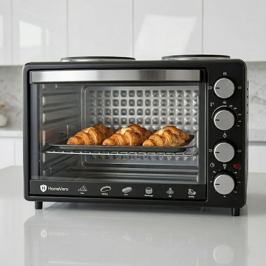 HomeVero Electric Countertop Oven 28lt with 2 Burners