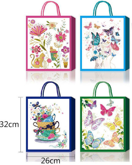 & Flowers Paper Gift Bag With Theme Butterflies 26x10x32cm (Miscellaneous Colours)