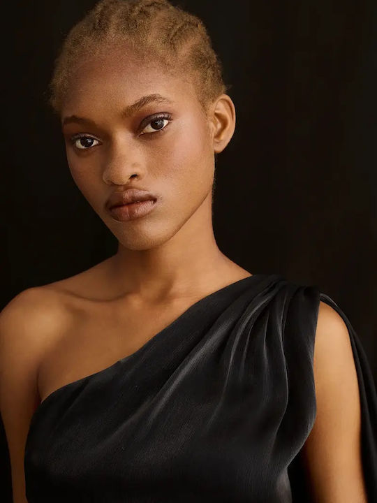 Summer Mini Evening Drape Dress Black