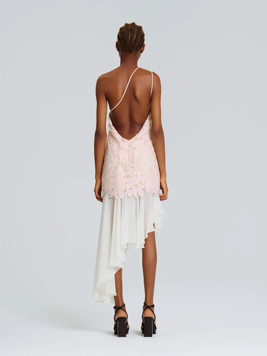 Maxi Evening Dress with Lace & Ruffles Pink