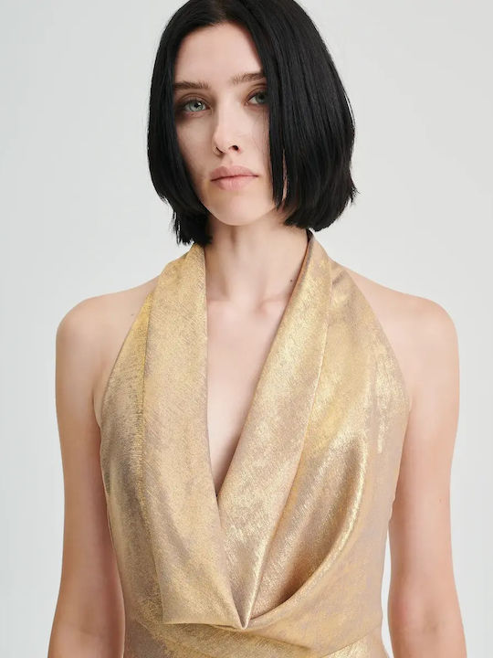 Maxi Evening Slip Dress Gold