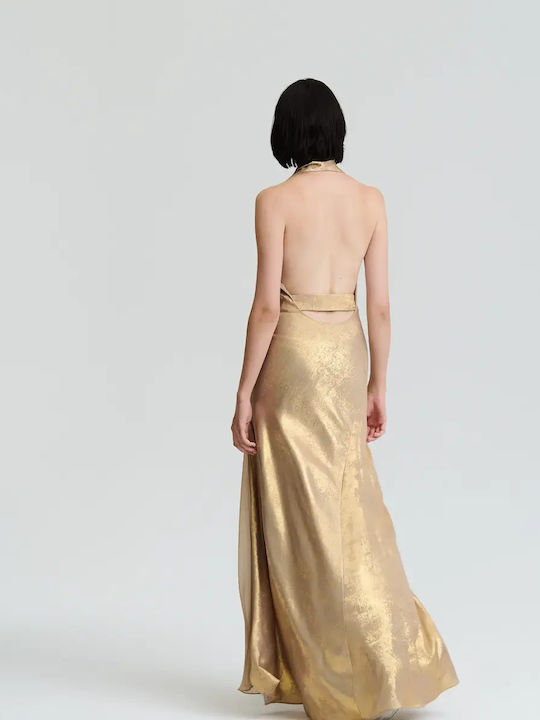 Maxi Evening Slip Dress Gold