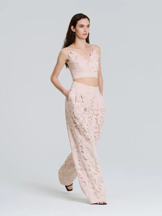 Γυναικεία Μπλούζα Κορσές με Δαντέλα Floral Pink