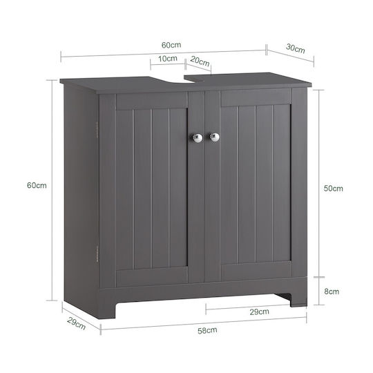 SoBuy Bathroom Cabinet L60xW30xH60cm Gray