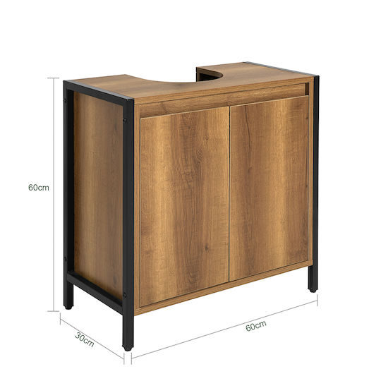 SoBuy Badezimmerschrank B60xT30xH60cm Braun