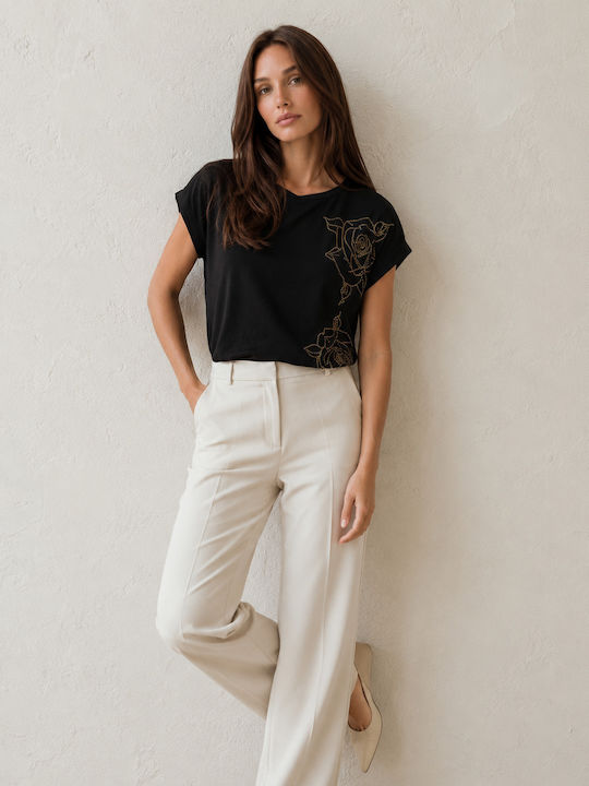 Women's Blouse Floral Black