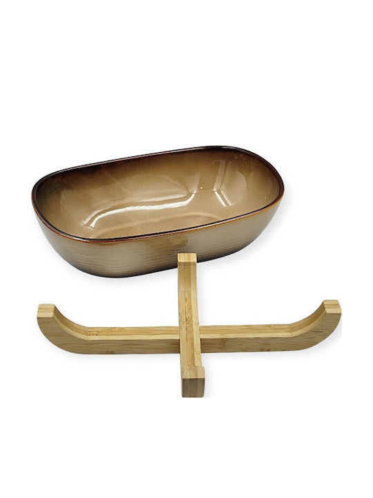 Karvounis Wooden Salad Bowl Brown 28.5x16.5cm