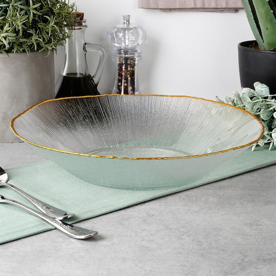 Home&Styling Collection Σαλατιέρα Γυάλινη Χρυσή 29.5x29x6cm