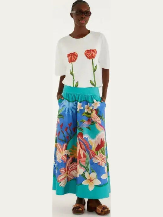 Women's Sports T-shirt Fast Drying Floral Bianco