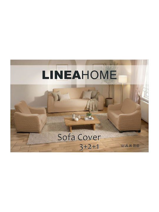 Linea Home City Elastic Cover for Two Seater Sofa Beige