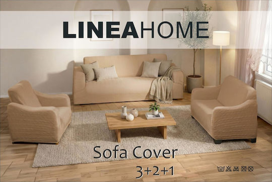 Linea Home City Elastic Cover for Two Seater Sofa Beige