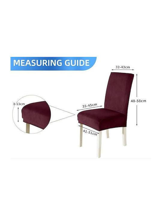 Husă Elastică pentru Scaun Burgundy 6 Bucăți