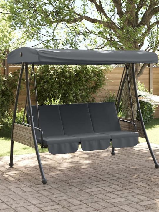 Garten & Veranda Schaukel mit Basis und Kissen 3 Sitze Metallisch Gray L198xB123xH205cm