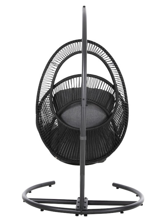 Hängende Garten & Veranda Schaukel mit Kissen Sessel Rattan Schwarz L120xB110xH190cm