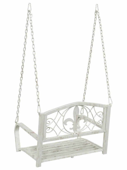 Swing Armchair with Stand and Pillow Metallic White Load Capacity up to 200kg L71.5xW59xH55cm