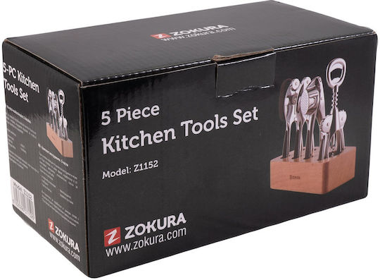 Zokura Kochgeschirr-Set Mit Ständer 5 Stück Silber