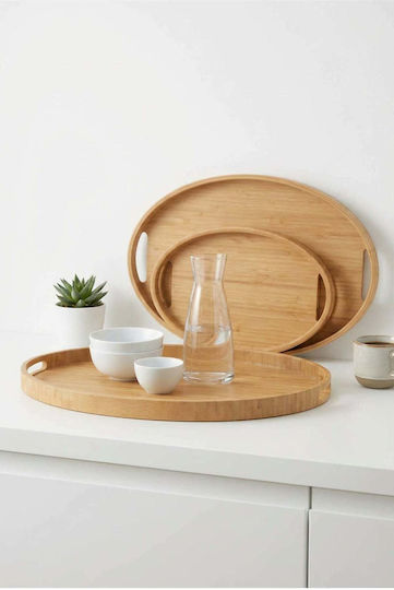 SteweHome Бамбуков Сервиращ Диск 45x30x29см 3 Бройки