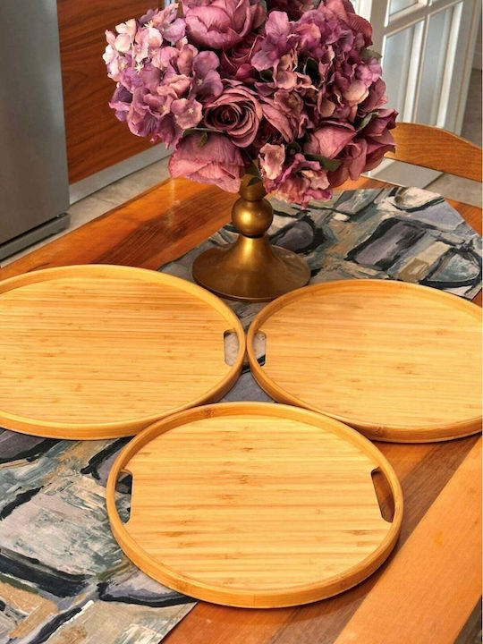 SteweHome Bamboo Serving Tray 38x38x30cm 3 Pieces