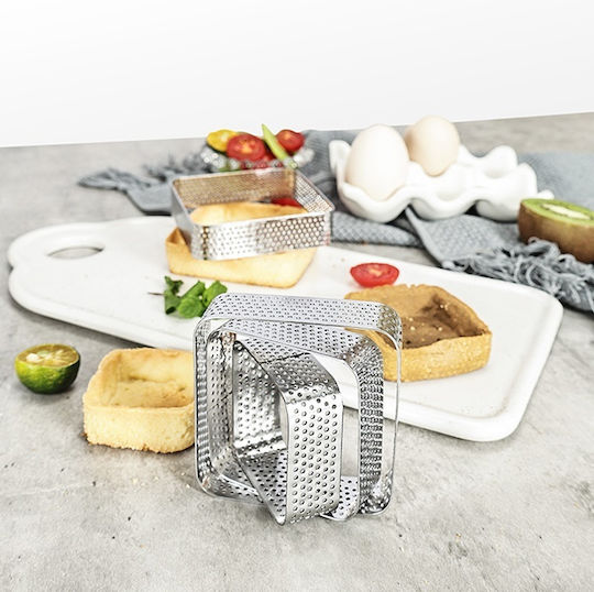 Perforated Square Cake Ring 7.5x7.5x2cm Tart Edge