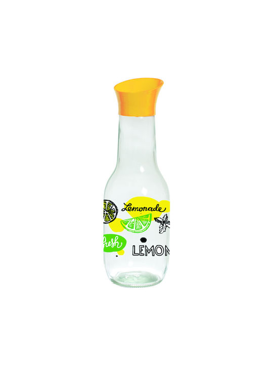 Viosarp Glass Water Bottle with Screw Lid Transparent 1000ml