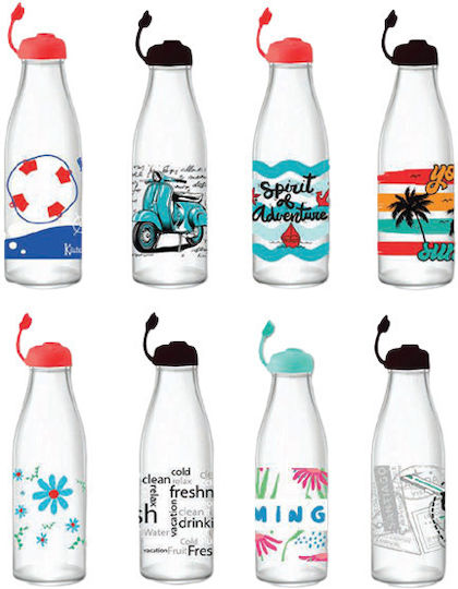 TnS Flasche Wasser Glas mit Schraubverschluss Transparent 1000ml