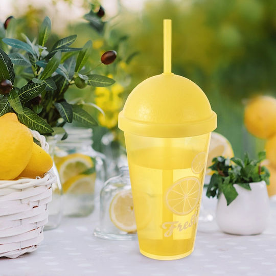 Qlux Plastic Water Bottle with Screw Cap Yellow 450ml