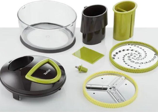 Tefal Mini Chopper K1390114 1.2l Bowl 2 Stainless Steel Discs Secure Lock Black Green