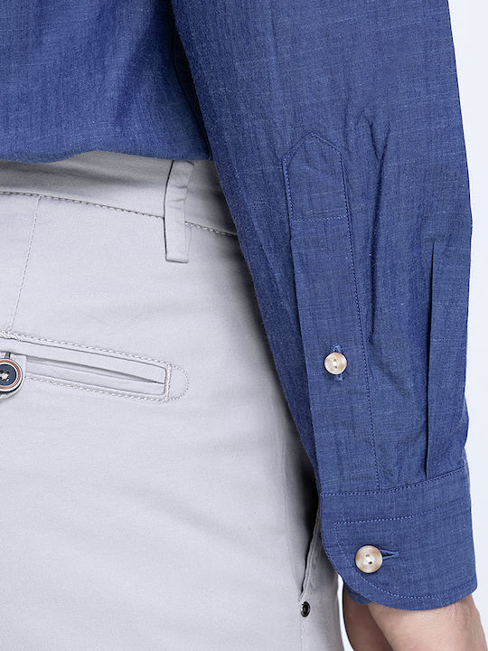 Long Sleeve Denim Shirt Dark Blue