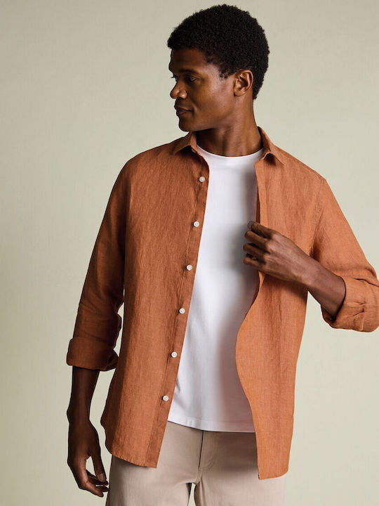 Charles Tyrwhitt Linen Shirt Orange