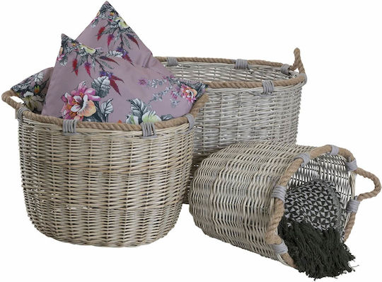 Lesli Living Set Dekorative Körbe Korbweide Grau 3 Stück