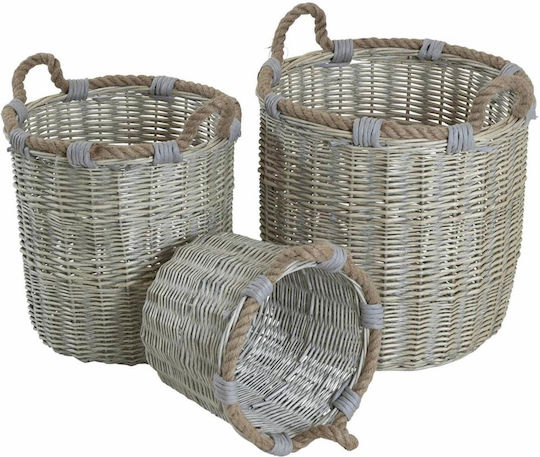 Lesli Living Set Dekorative Körbe Korbweide Grau 3Stücke