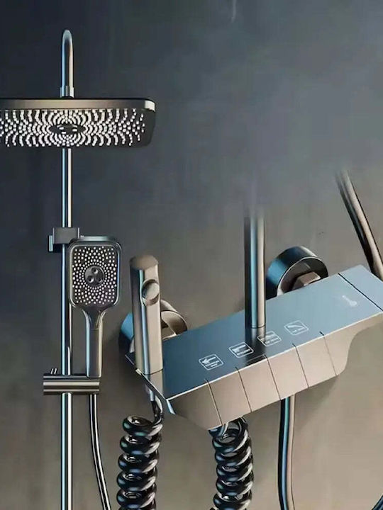 Synchro Shower Column with Mixer Silver