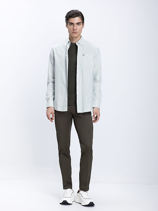 Commander Denim Hemd Grün Gestreift