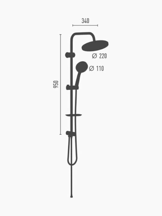 DuscheLine DM-7037 Στήλη Ντουζ χωρίς Μπαταρία 95cm Ασημί