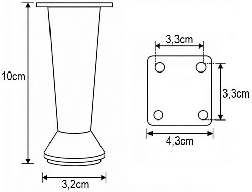 Möbelbein Rund Kegelförmig Finetto Nikel Satin 135-8109#00007 100mm