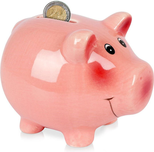 BigBuy Κουμπαράς Κεραμικός Γουρούνι Ροζ 11.5x9.1x9.1cm
