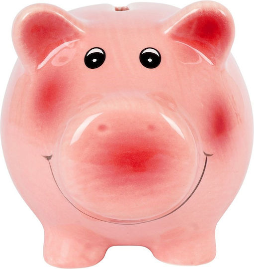 BigBuy Κουμπαράς Κεραμικός Γουρούνι Ροζ 11.5x9.1x9.1cm
