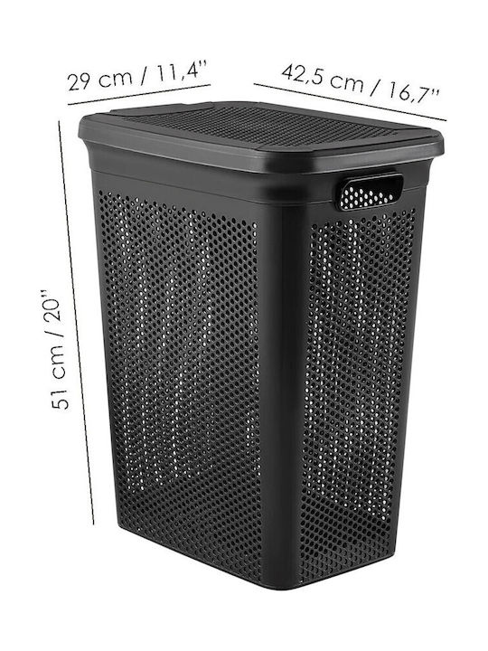 SteweHome Set Laundry Baskets Plastic 40lt with Lid Black