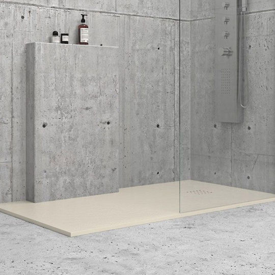 Karag Pietra Ορθογώνια Ντουζιέρα Τεχνητής Πέτρας 70x120cm Cream