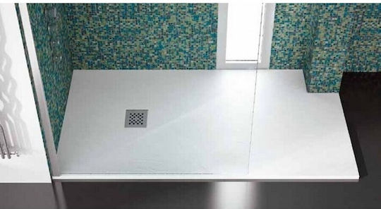 Karag Pietra Ορθογώνια Ντουζιέρα Τεχνητής Πέτρας 80x160cm Bianco