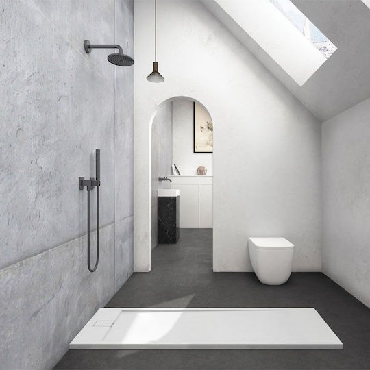 Karag Rectangular Acrylic Shower White Roccia 160x70x2.3cm