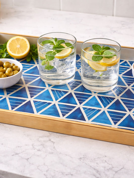 Plastic Rectangular Serving Tray with Handles in Blue Color 40x26x5cm 298873 1pcs