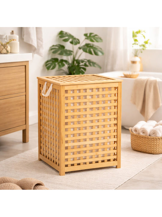 SteweHome SteweHome Wäschekorb Bamboo 51l mit Deckel 60x40x40cm Beige