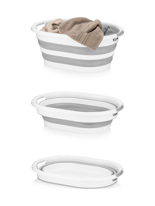 SteweHome Καλάθι Απλύτων Υφασμάτινο Πτυσσόμενο 25lt 53x33x60cm Γκρι