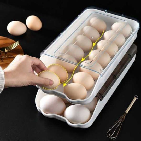Rolling Egg Case Fridge Organiser For 16 Eggs 32x17x7cm