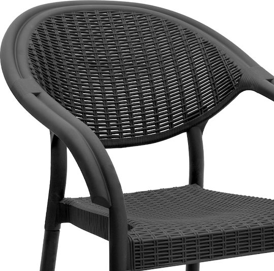 Fotoliu De Exterior Din Polipropilenă Negru 63x63x81.5cm