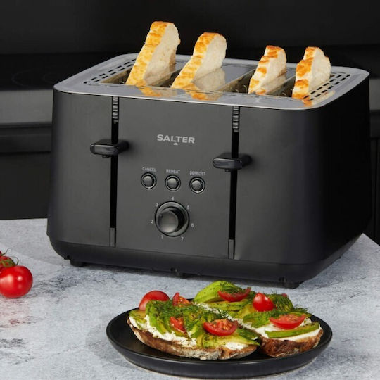 Salter EK-5565 Prăjitor de Pâine cu 4 Sloturi Negru