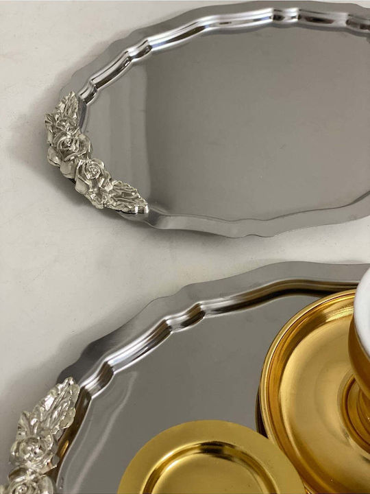 SteweHome Decorative Tray Metallic Oval 20x25cm 3 Pieces